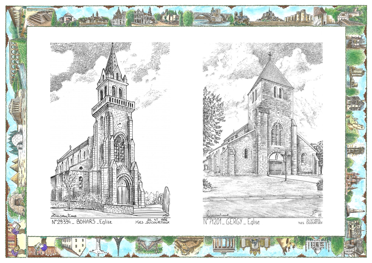 MONOCARTE N 29334-71201 - BOHARS - église / GERGY - église