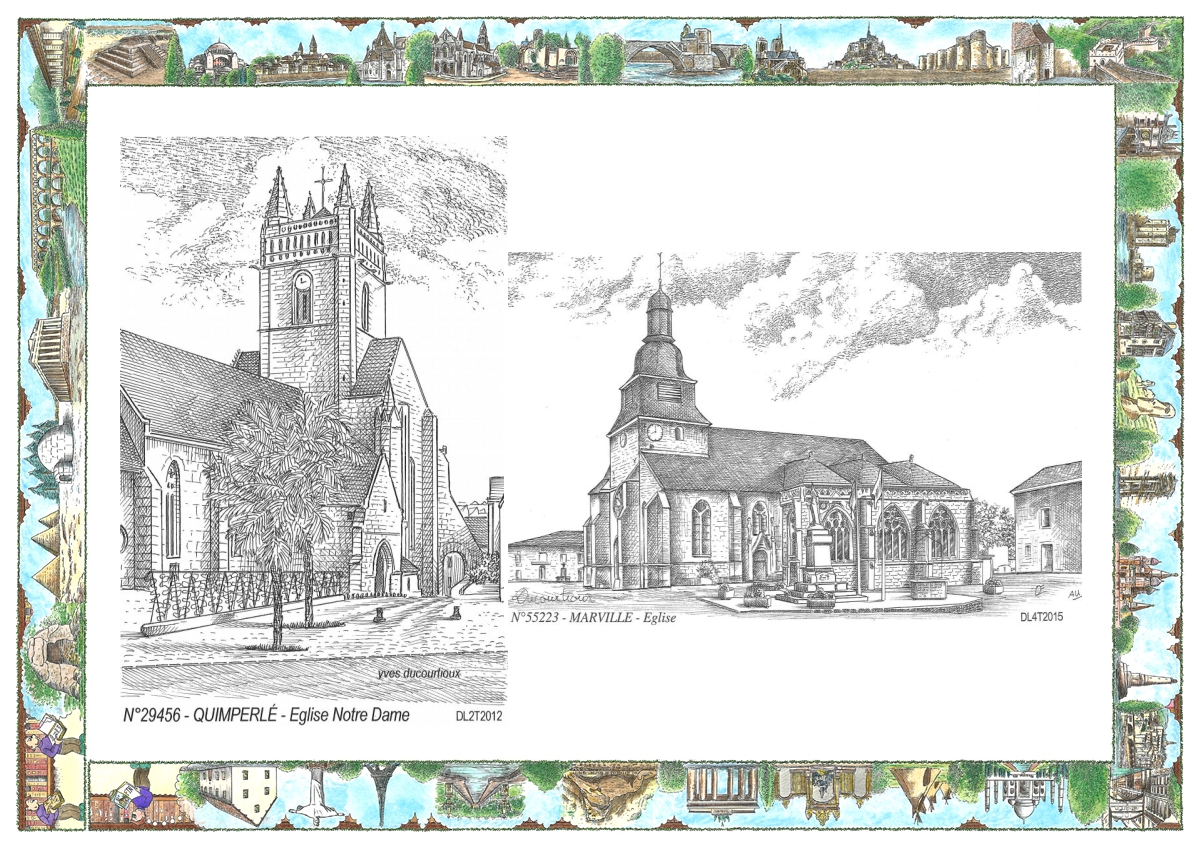 MONOCARTE N 29456-55223 - QUIMPERLE - église notre dame / MARVILLE - église