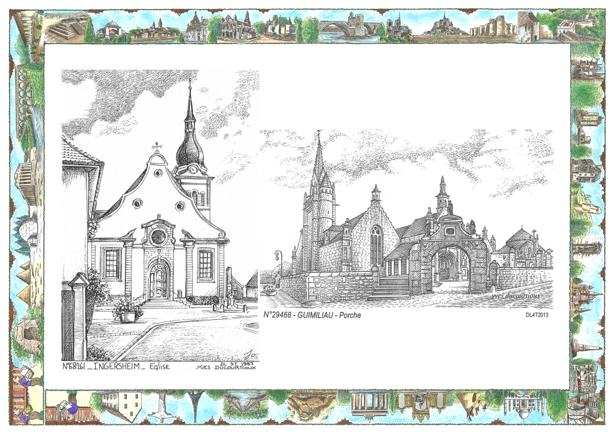 MONOCARTE N 29468-68261 - GUIMILIAU - porche / INGERSHEIM - église