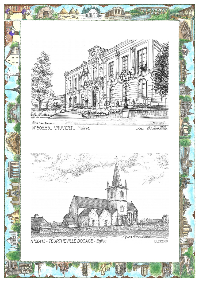 MONOCARTE N 30239-50415 - VAUVERT - mairie / TEURTHEVILLE BOCAGE - église