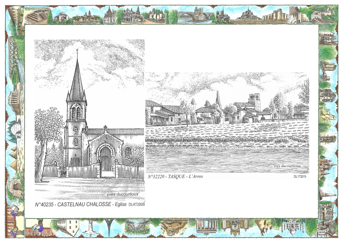 MONOCARTE N 32220-40235 - TASQUE - l arros / CASTELNAU CHALOSSE - église