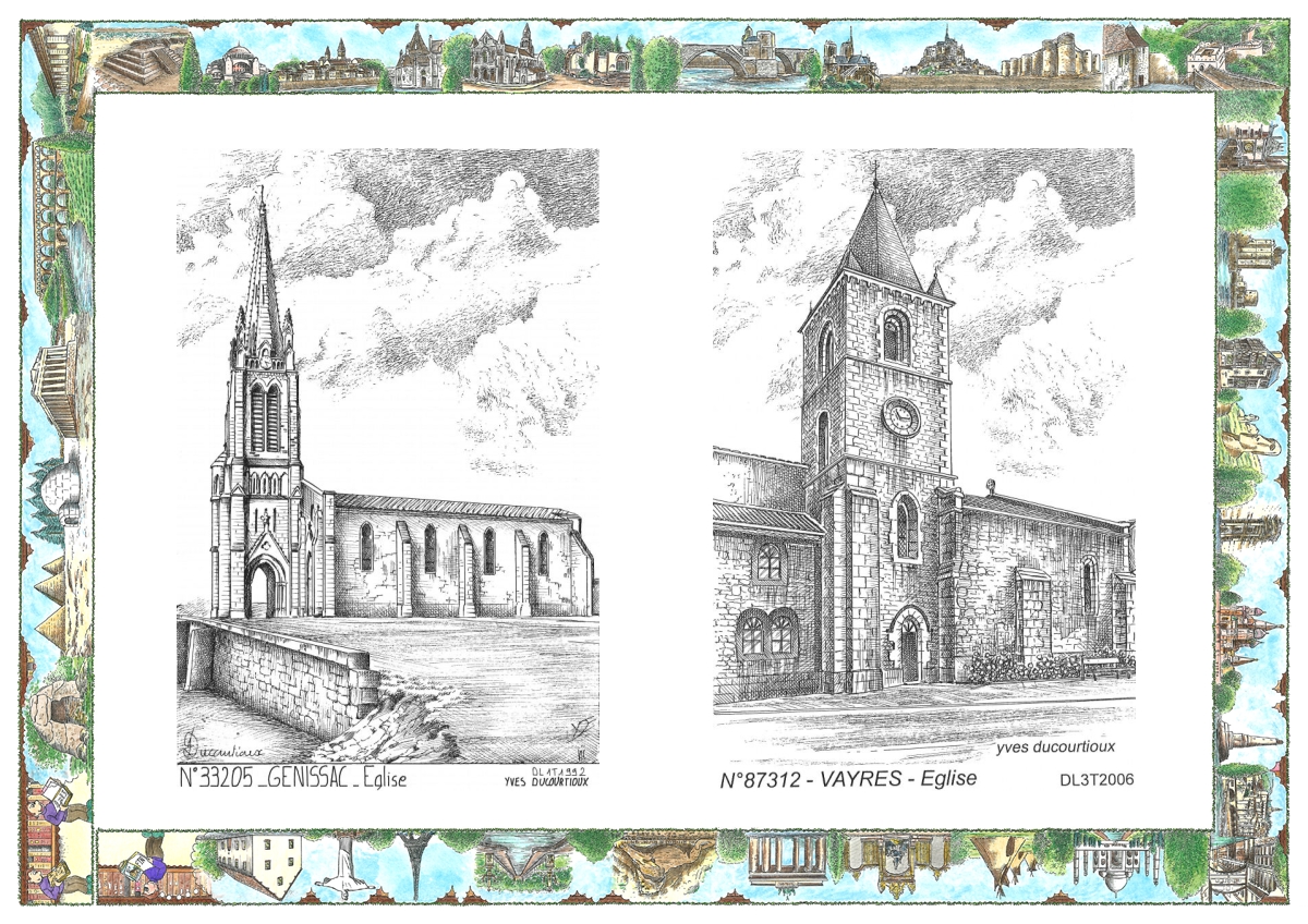 MONOCARTE N 33205-87312 - GENISSAC - église / VAYRES - église