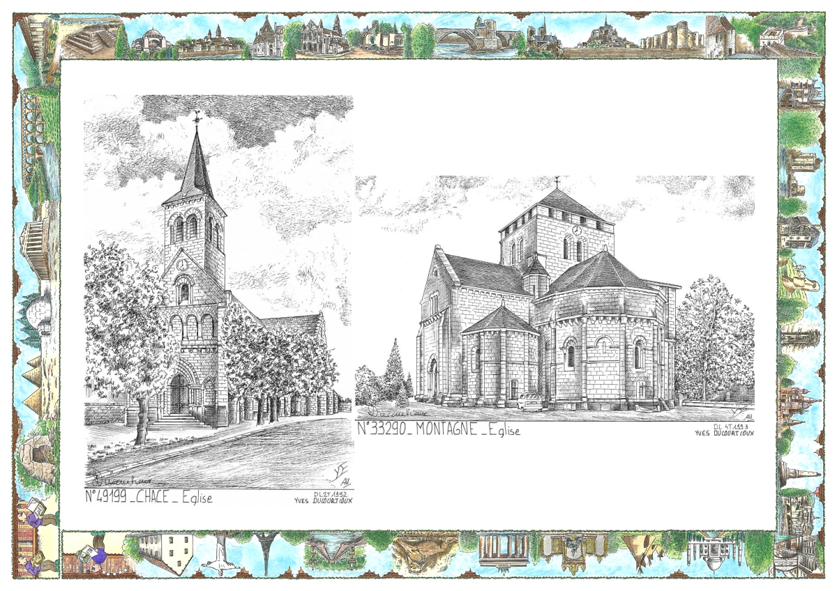 MONOCARTE N 33290-49199 - MONTAGNE - église / CHACE - église