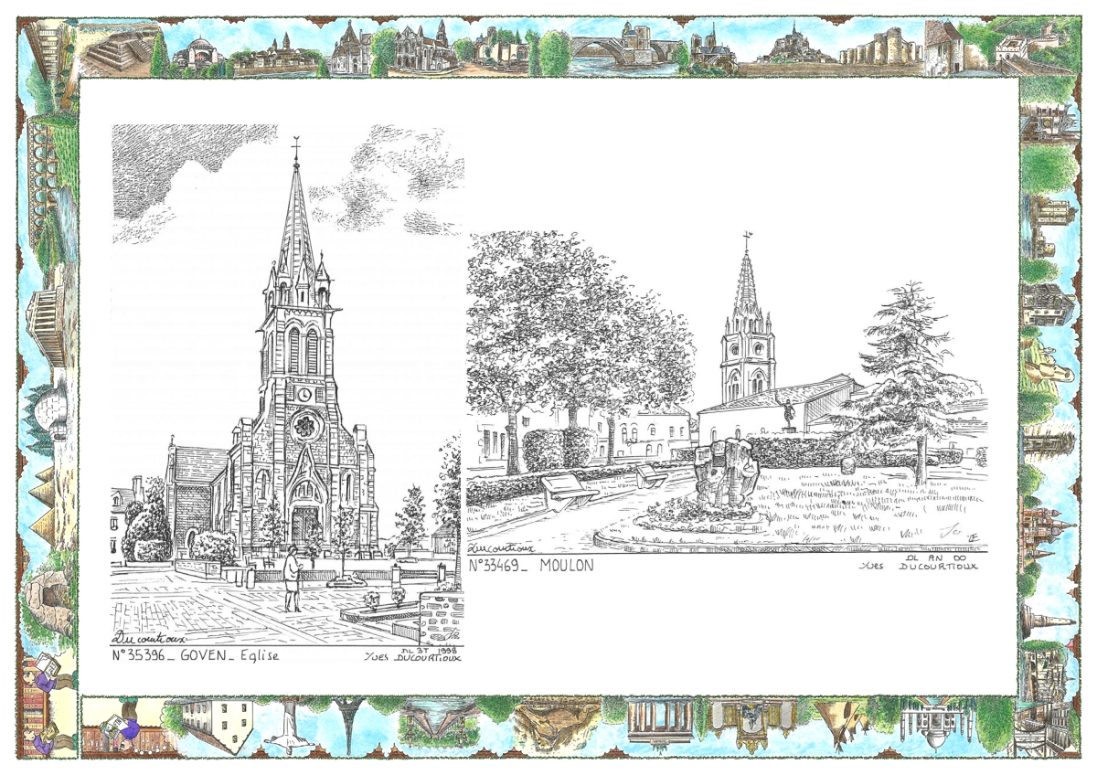MONOCARTE N 33469-35396 - MOULON - vue / GOVEN - église