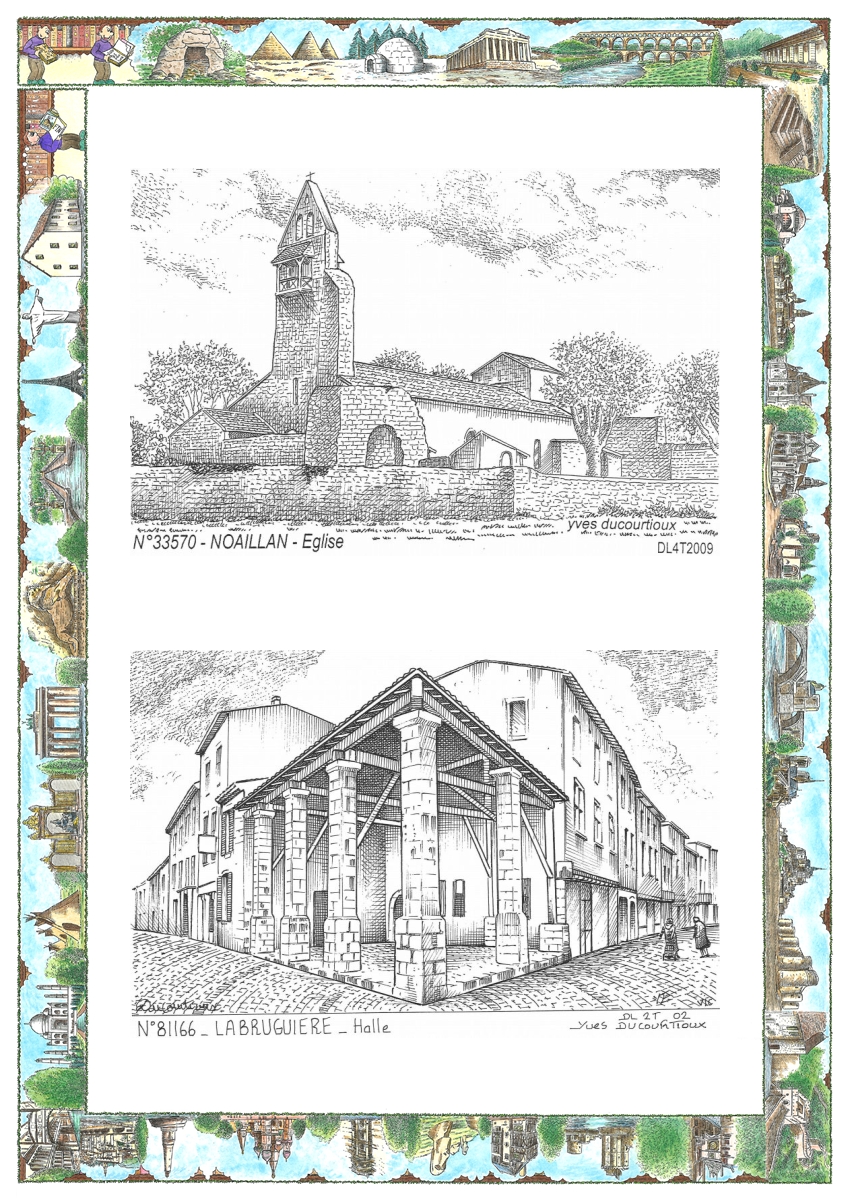 MONOCARTE N 33570-81166 - NOAILLAN - église / LABRUGUIERE - halle