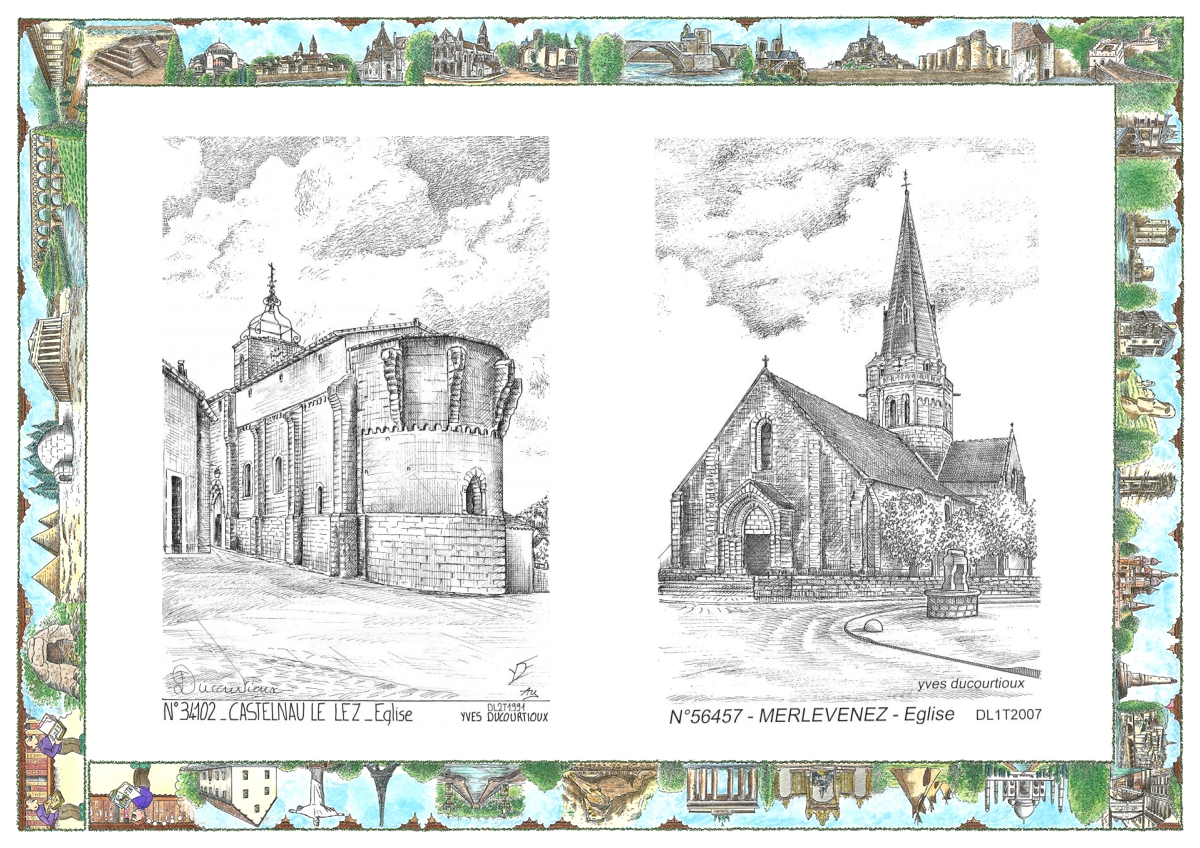 MONOCARTE N 34102-56457 - CASTELNAU LE LEZ - église / MERLEVENEZ - église