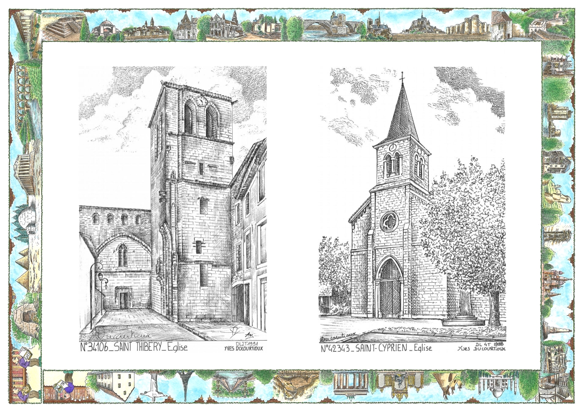 MONOCARTE N 34106-42343 - ST THIBERY - église / ST CYPRIEN - église
