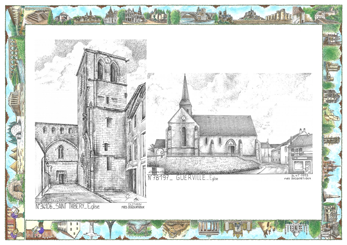 MONOCARTE N 34106-78197 - ST THIBERY - église / GUERVILLE - église