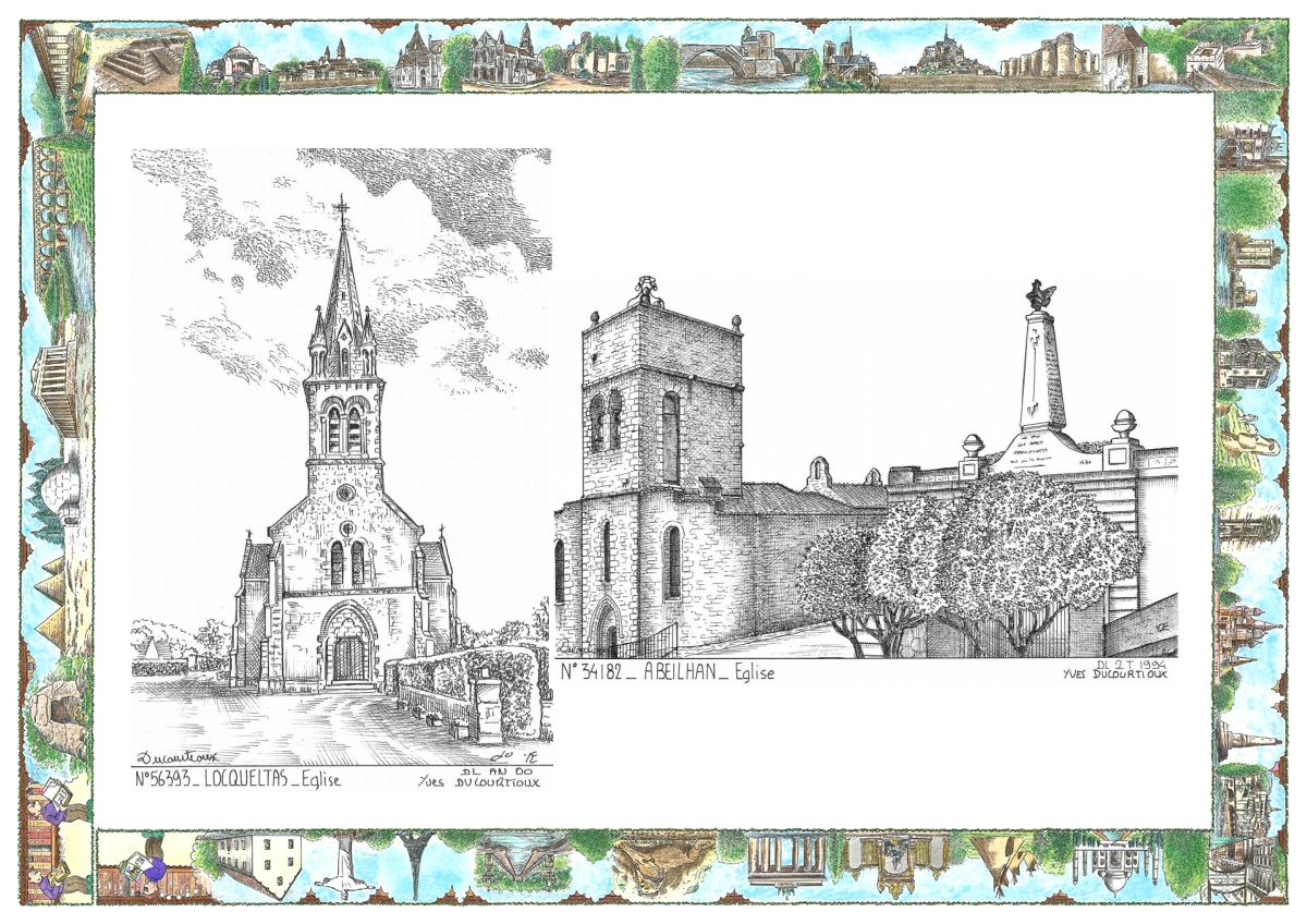 MONOCARTE N 34182-56393 - ABEILHAN - église / LOCQUELTAS - église