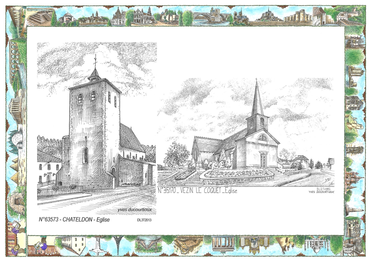 MONOCARTE N 35170-63573 - VEZIN LE COQUET - église / CHATELDON - église