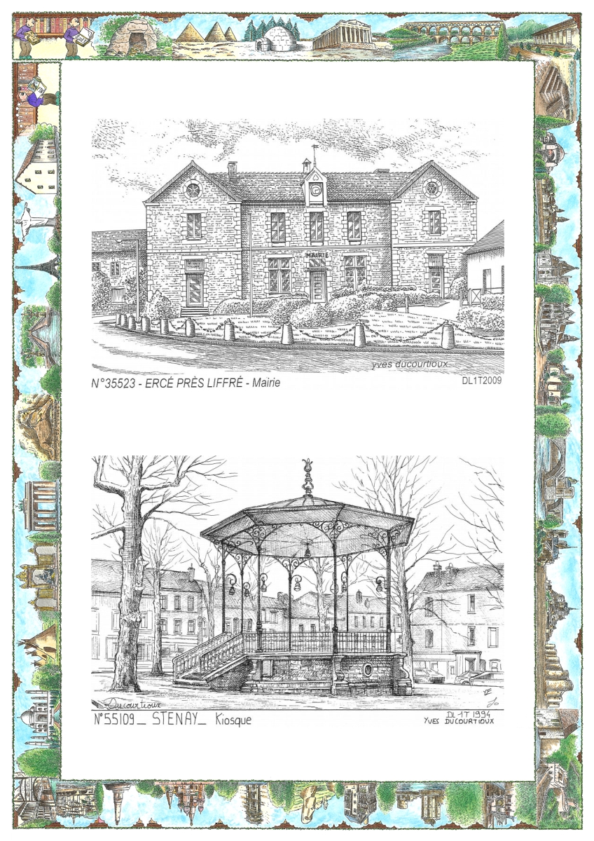 MONOCARTE N 35523-55109 - ERCE PRES LIFFRE - mairie / STENAY - kiosque