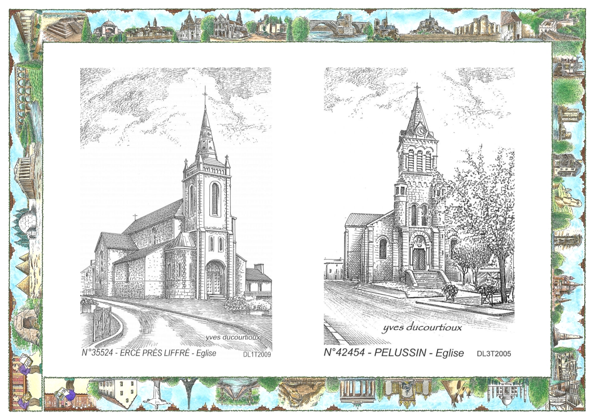 MONOCARTE N 35524-42454 - ERCE PRES LIFFRE - église / PELUSSIN - église