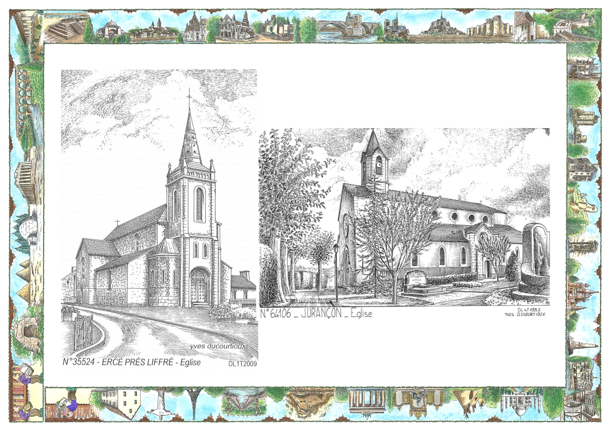 MONOCARTE N 35524-64106 - ERCE PRES LIFFRE - église / JURANCON - église