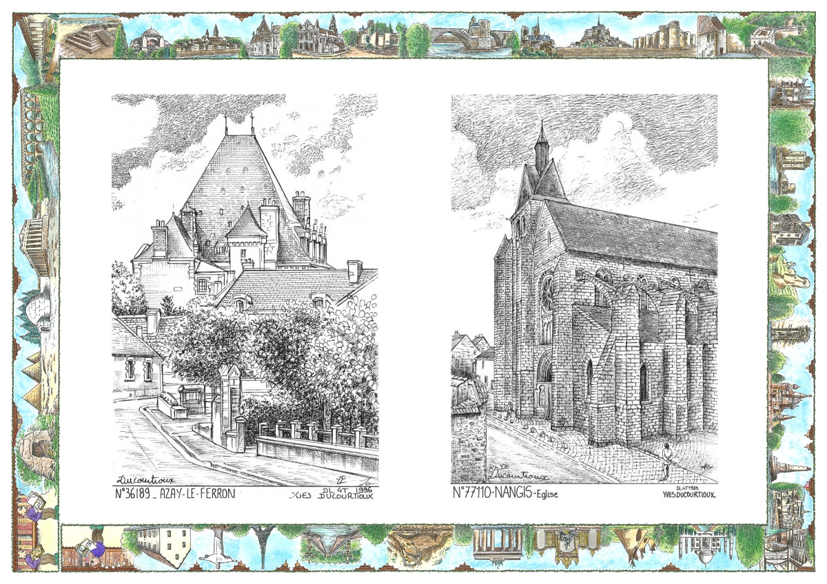 MONOCARTE N 36189-77110 - AZAY LE FERRON - vue / NANGIS - église