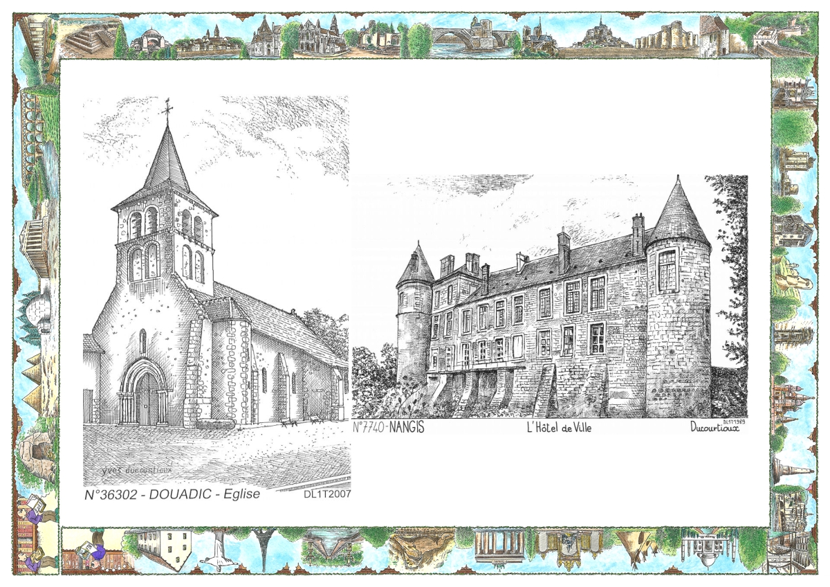 MONOCARTE N 36302-77040 - DOUADIC - église / NANGIS - l hôtel de ville