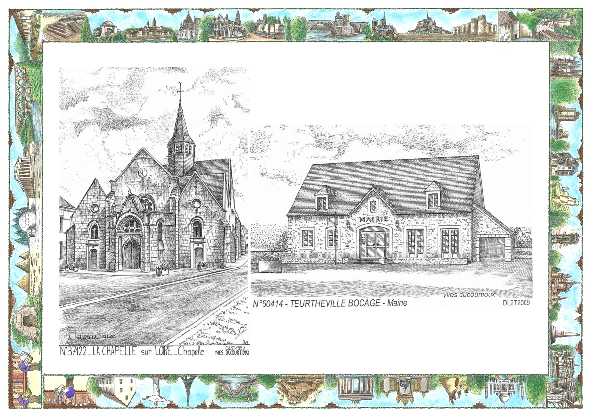 MONOCARTE N 37122-50414 - LA CHAPELLE SUR LOIRE - chapelle / TEURTHEVILLE BOCAGE - mairie