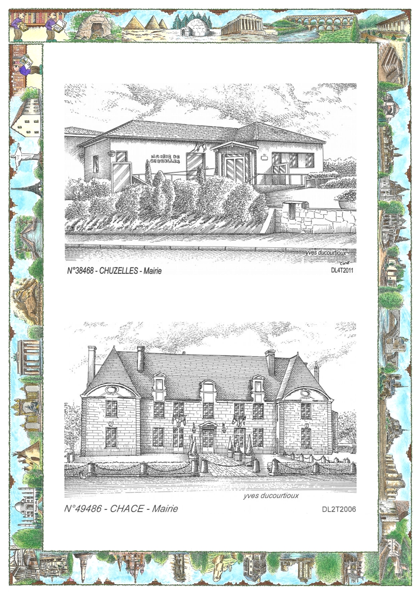 MONOCARTE N 38468-49486 - CHUZELLES - mairie / CHACE - mairie