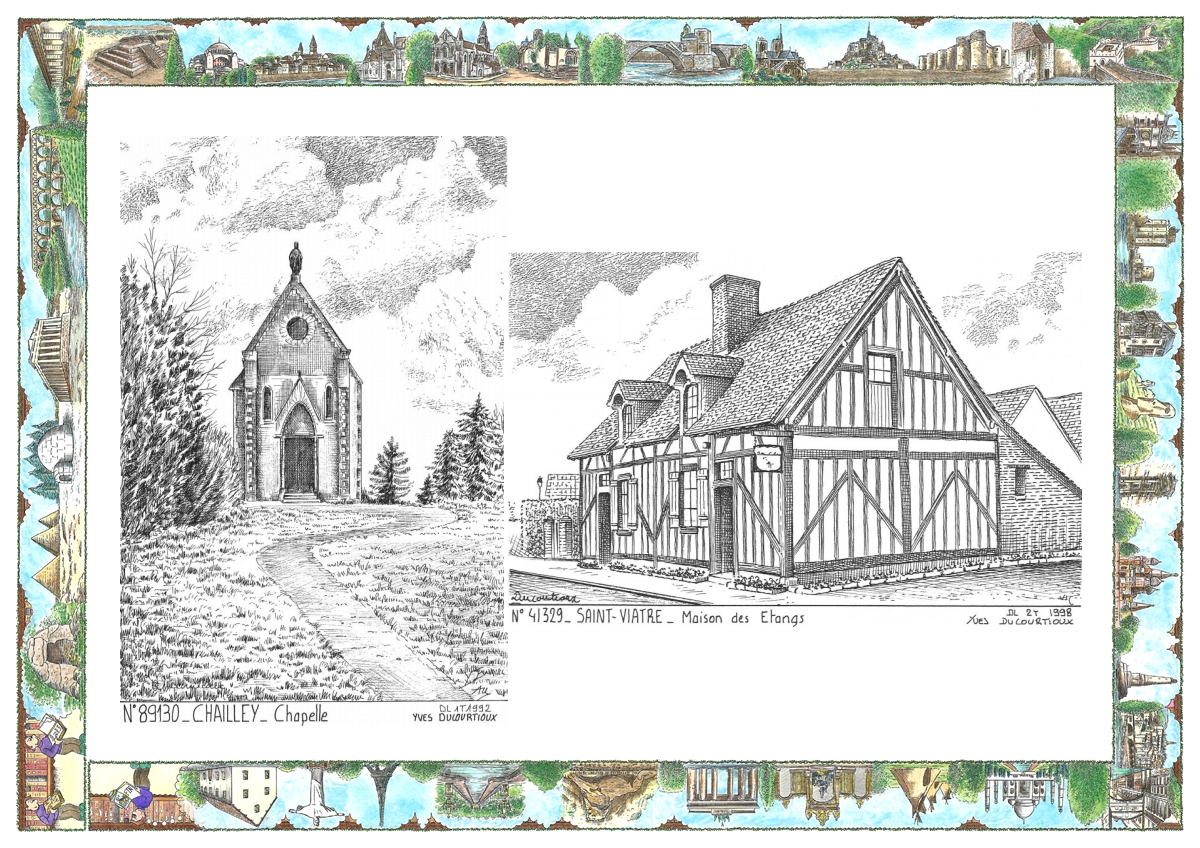 MONOCARTE N 41329-89130 - ST VIATRE - maison des étangs / CHAILLEY - chapelle