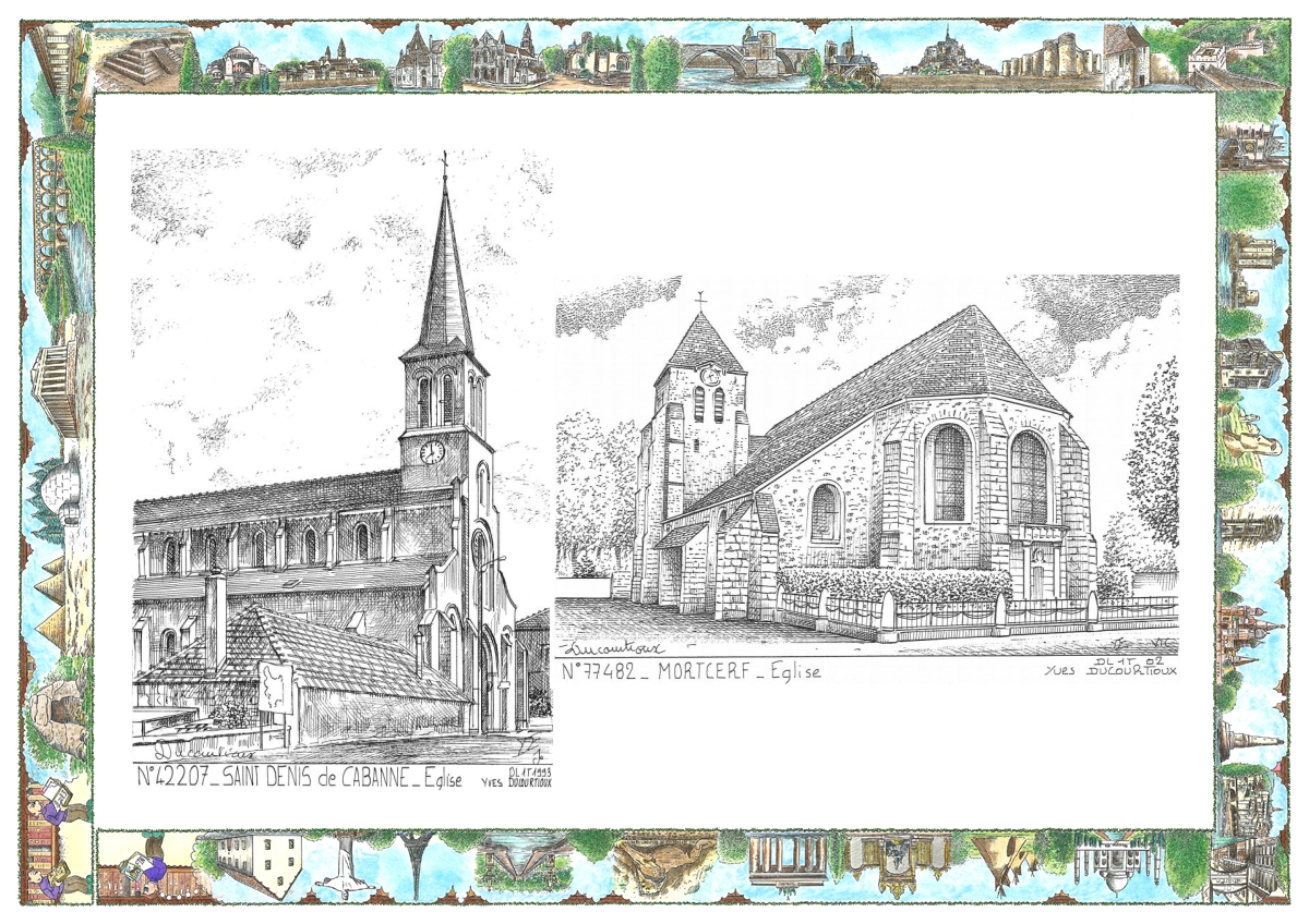 MONOCARTE N 42207-77482 - ST DENIS DE CABANNE - église / MORTCERF - église