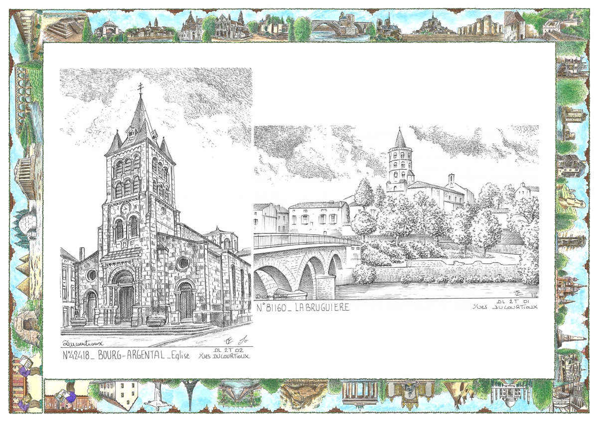 MONOCARTE N 42418-81160 - BOURG ARGENTAL - église / LABRUGUIERE - vue