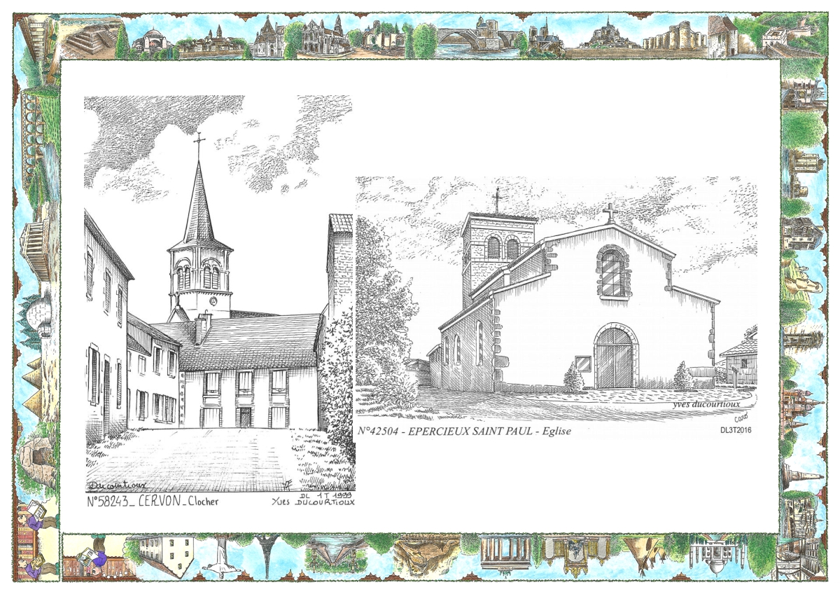 MONOCARTE N 42504-58243 - EPERCIEUX ST PAUL - église / CERVON - clocher
