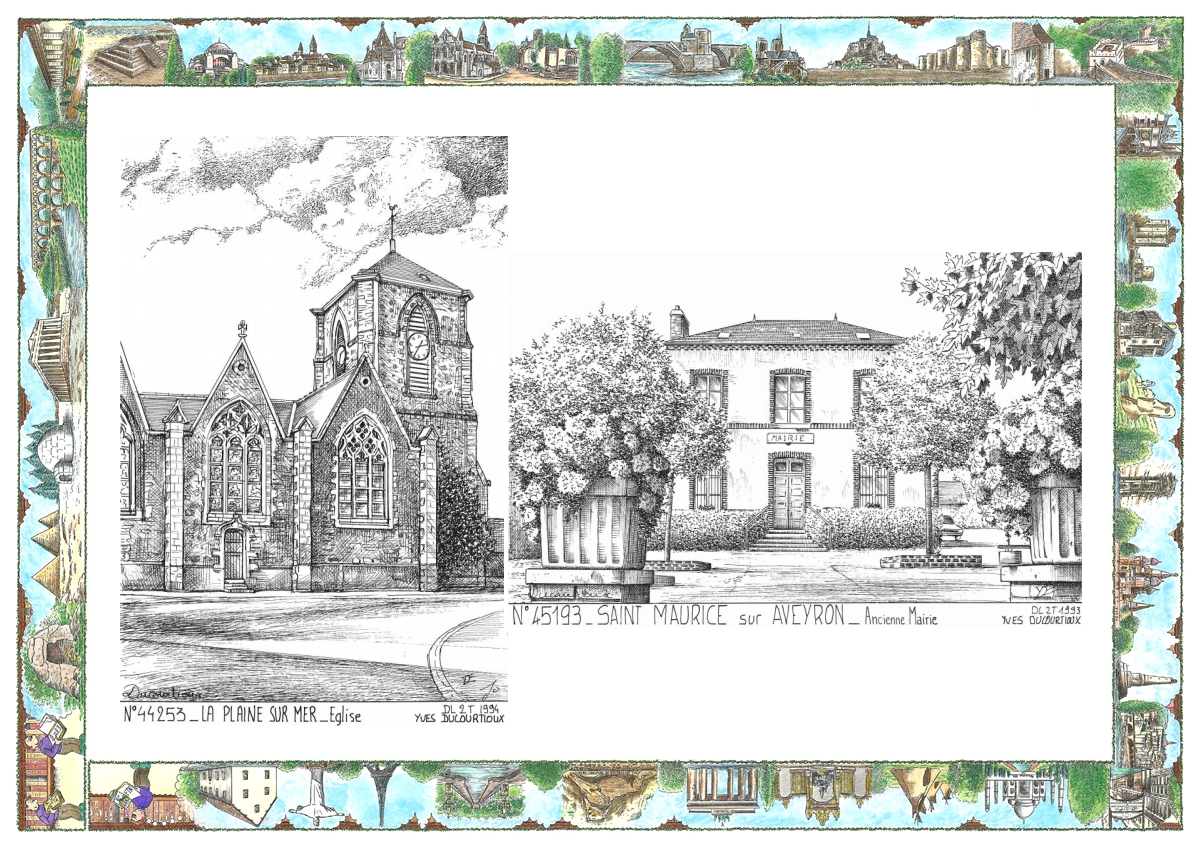 MONOCARTE N 44253-45193 - LA PLAINE SUR MER - église / ST MAURICE SUR AVEYRON - ancienne mairie