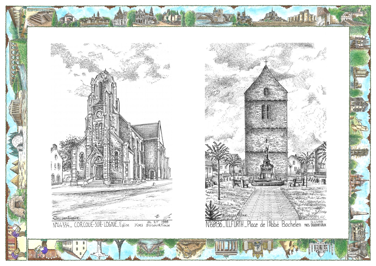 MONOCARTE N 44334-68136 - CORCOUE SUR LOGNE - église / ILLFURTH - place de l abbé bochelen