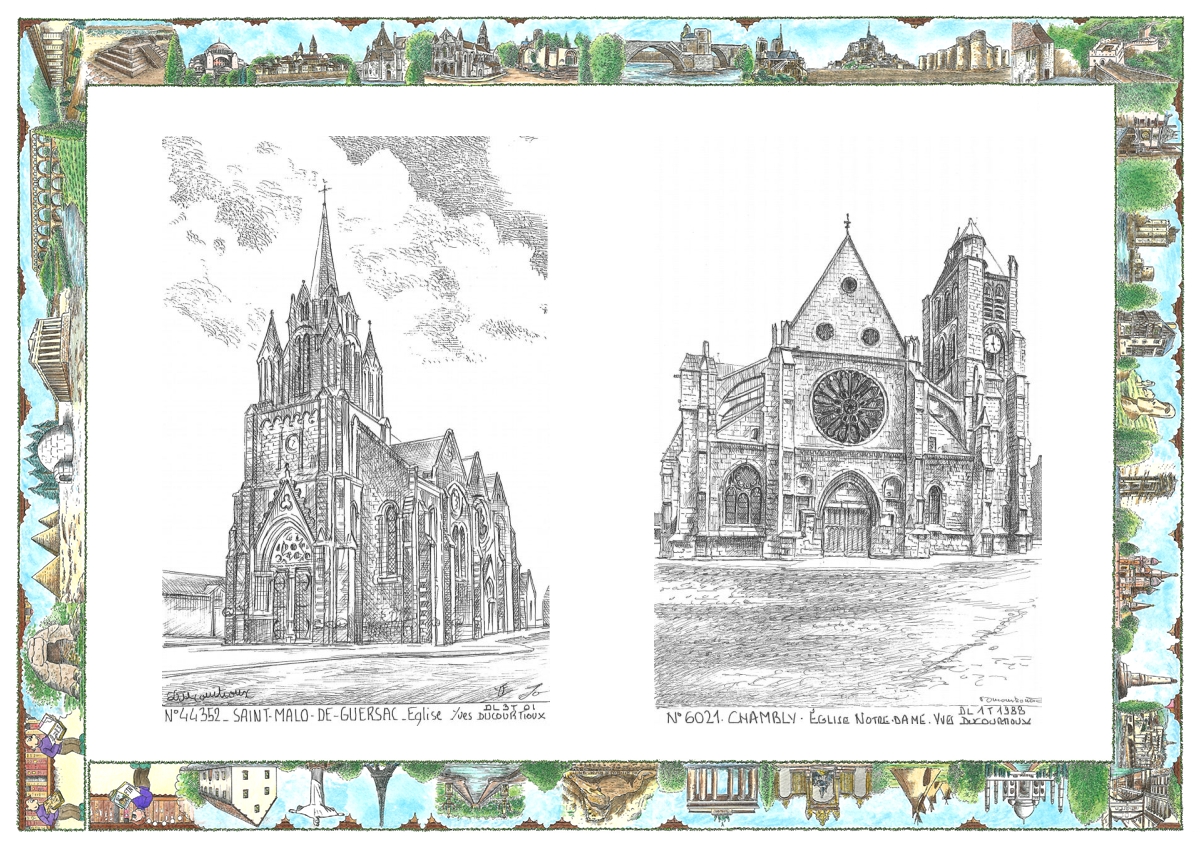 MONOCARTE N 44352-60021 - ST MALO DE GUERSAC - église / CHAMBLY - église notre dame