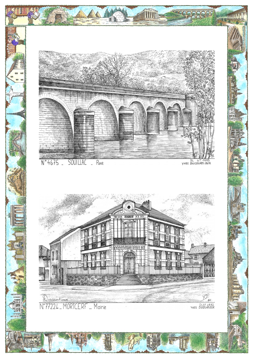 MONOCARTE N 46075-77224 - SOUILLAC - pont / MORTCERF - mairie