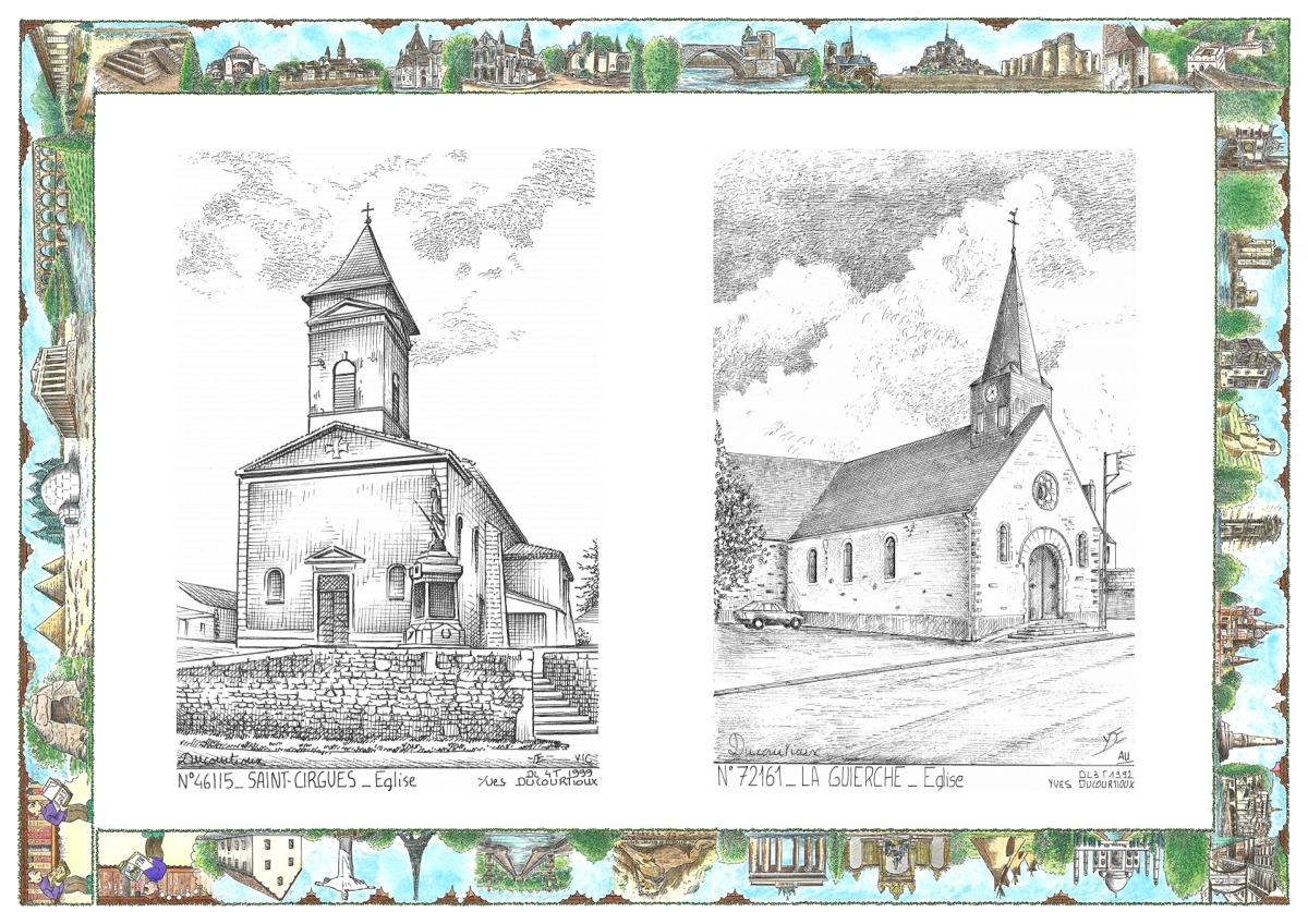 MONOCARTE N 46115-72161 - ST CIRGUES - église / LA GUIERCHE - église
