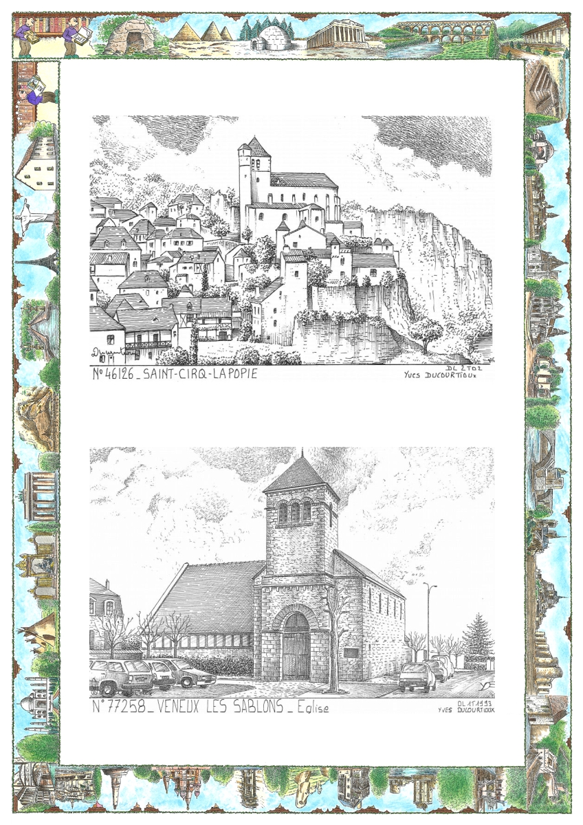 MONOCARTE N 46126-77258 - ST CIRQ LAPOPIE - vue / VENEUX LES SABLONS - église