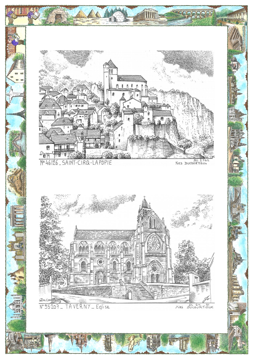 MONOCARTE N 46126-95207 - ST CIRQ LAPOPIE - vue / TAVERNY - église