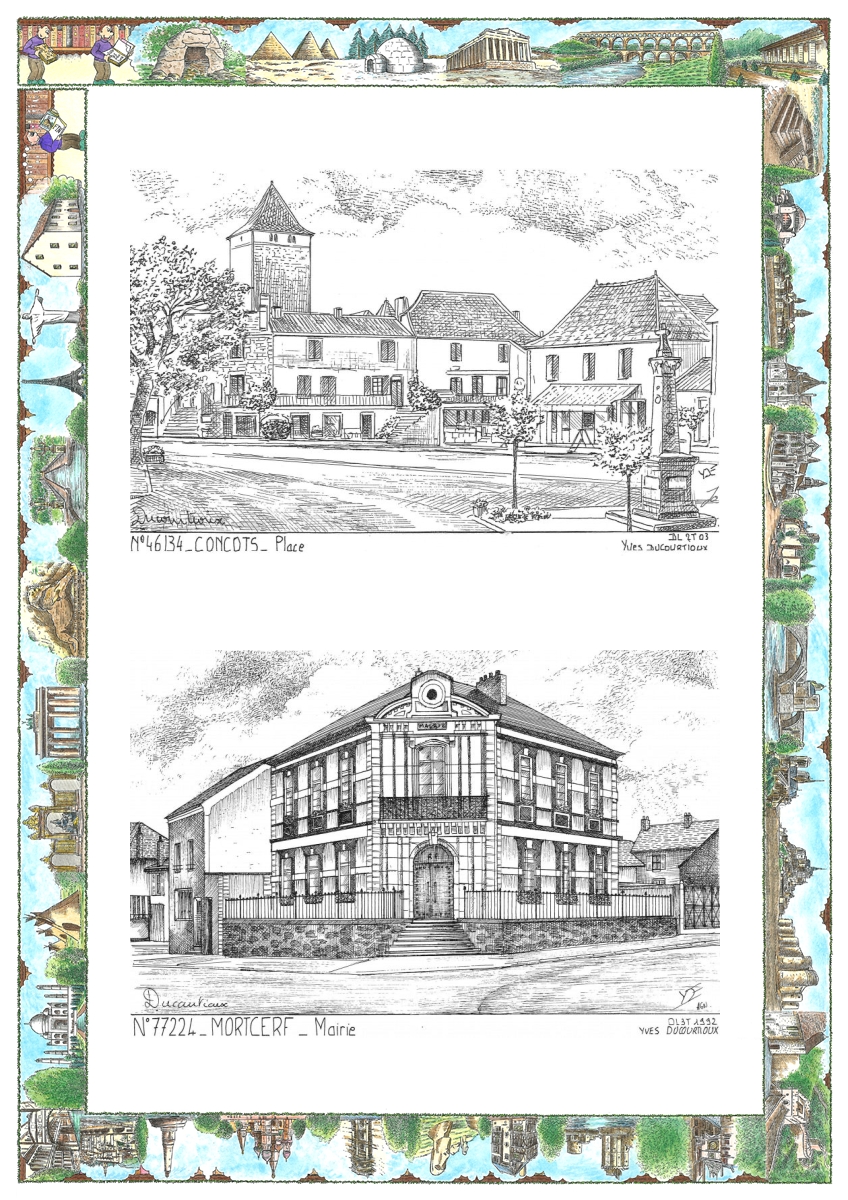 MONOCARTE N 46134-77224 - CONCOTS - place / MORTCERF - mairie