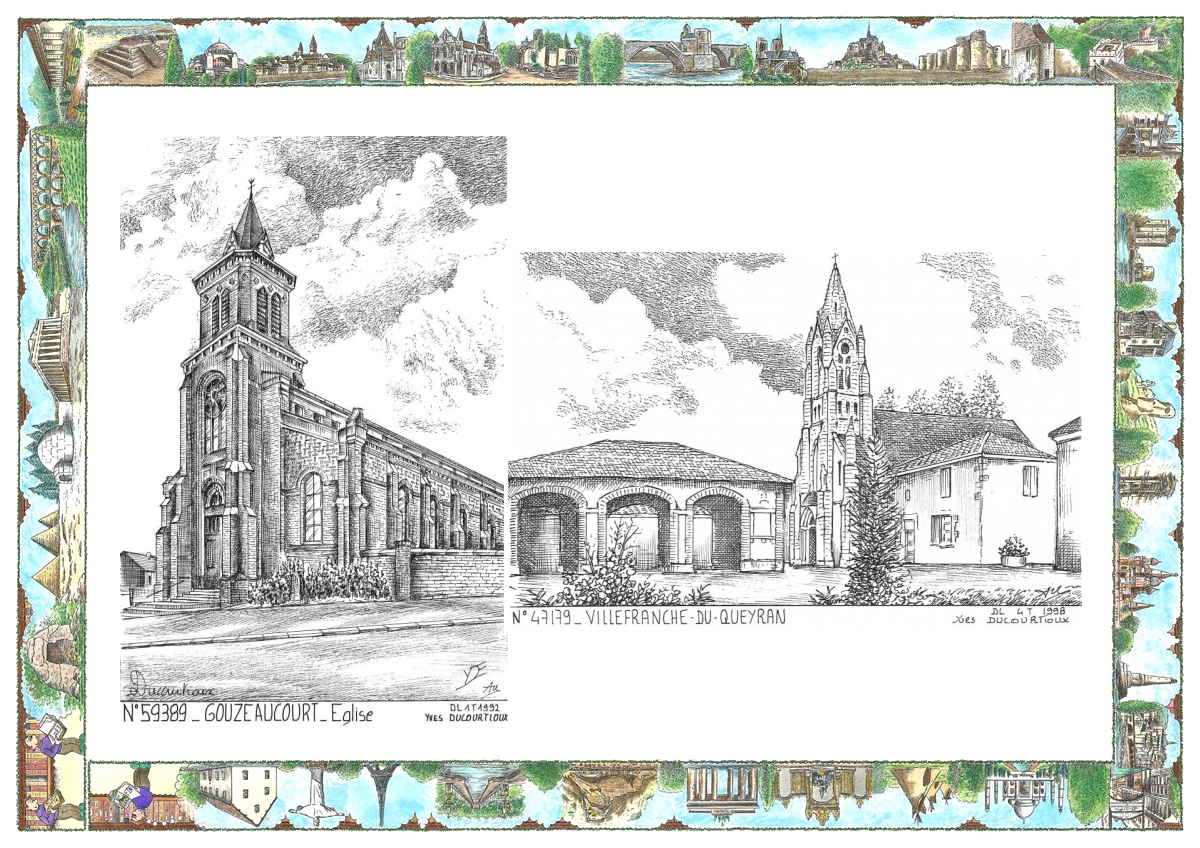 MONOCARTE N 47179-59389 - VILLEFRANCHE DU QUEYRAN - vue / GOUZEAUCOURT - église