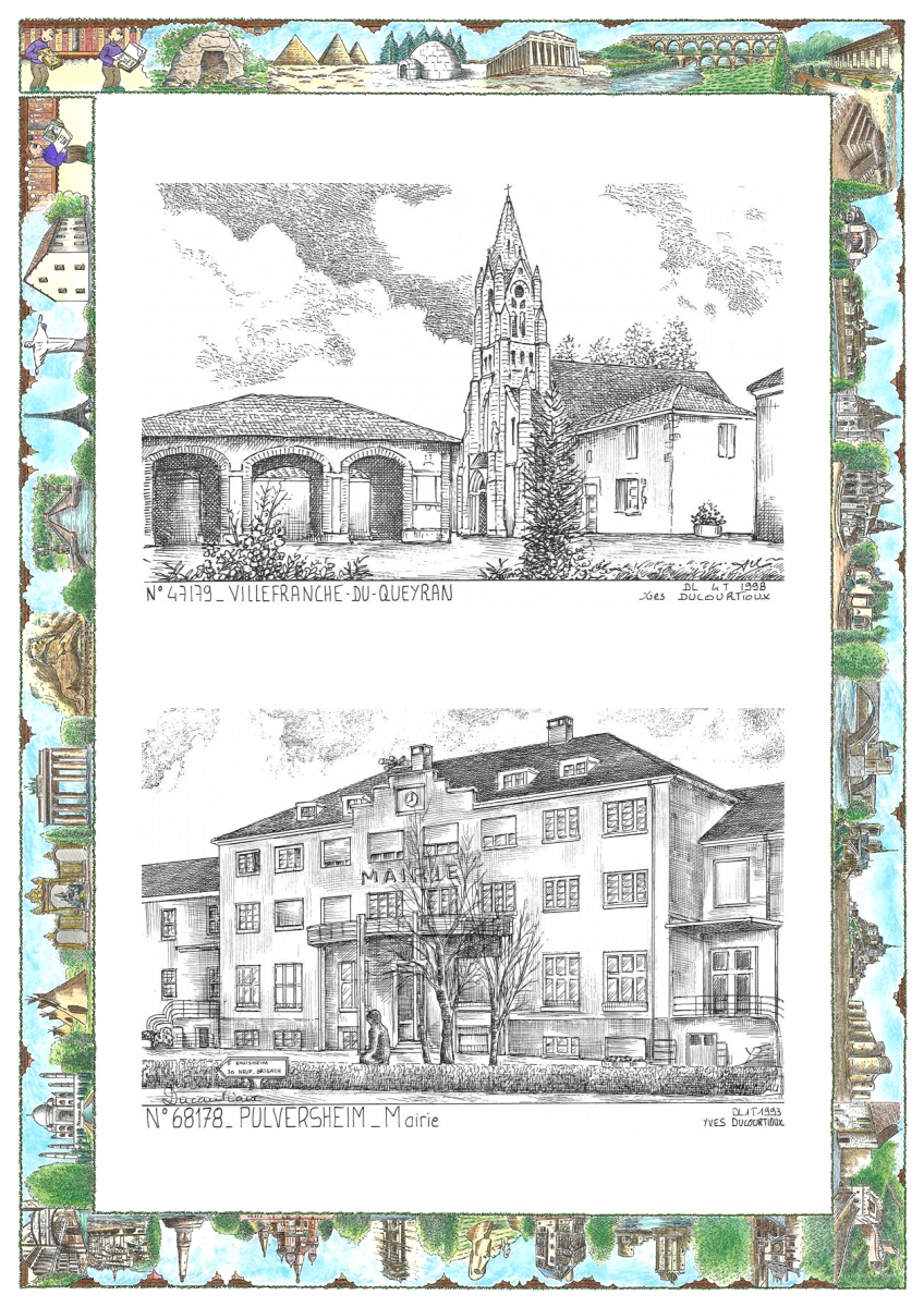MONOCARTE N 47179-68178 - VILLEFRANCHE DU QUEYRAN - vue / PULVERSHEIM - mairie