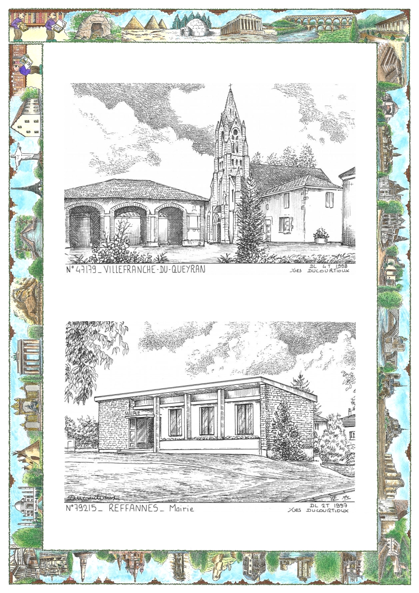 MONOCARTE N 47179-79215 - VILLEFRANCHE DU QUEYRAN - vue / REFFANNES - mairie