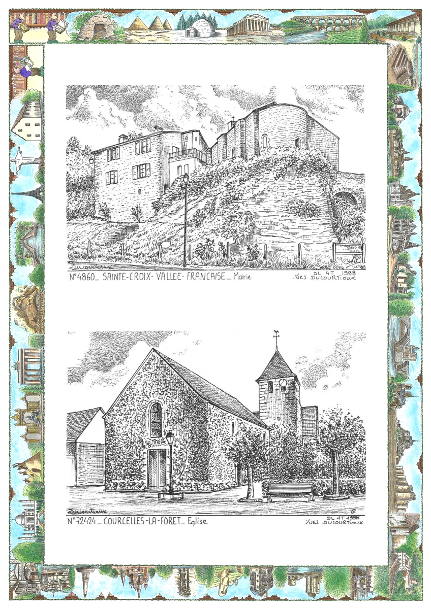 MONOCARTE N 48060-72424 - STE CROIX VALLEE FRANCAISE - mairie / COURCELLES LA FORET - église