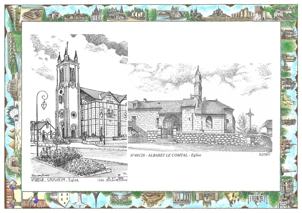 MONOCARTE N 48128-68248 - ALBARET LE COMTAL - église / SAUSHEIM - église