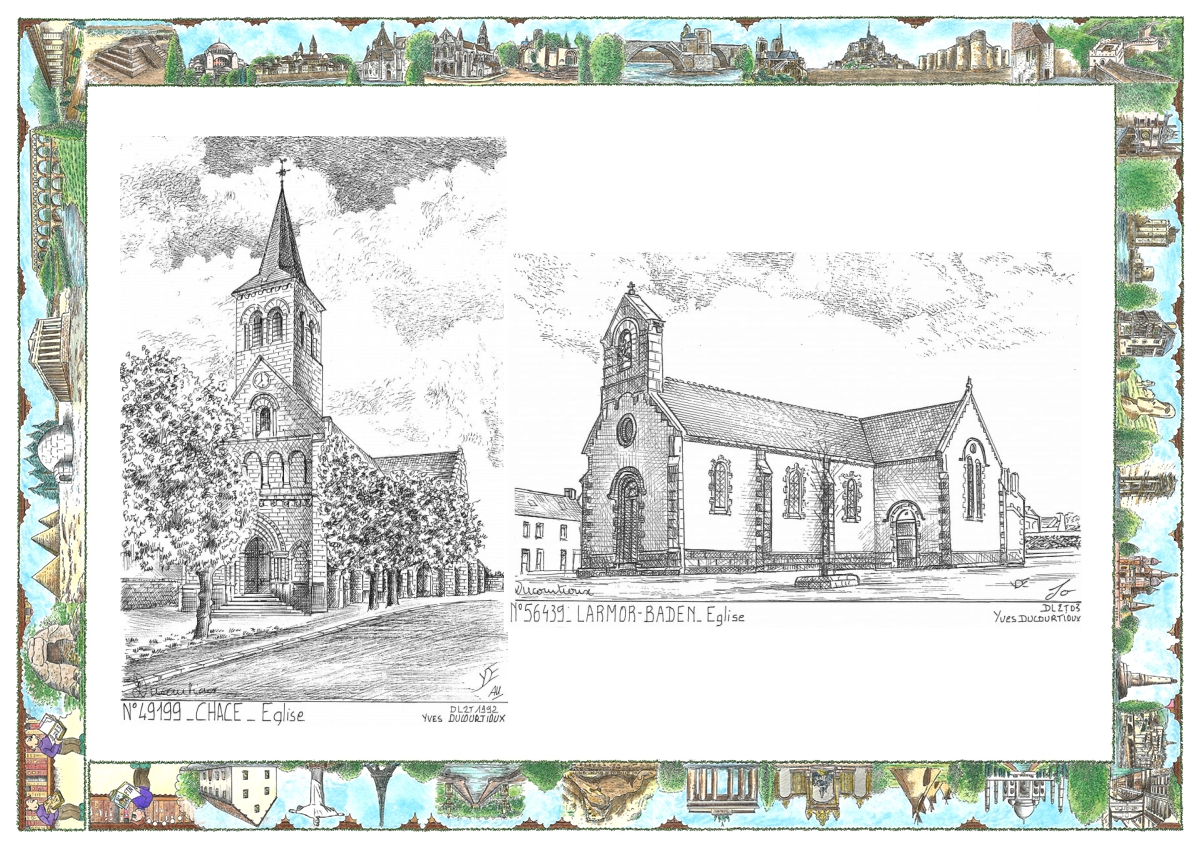 MONOCARTE N 49199-56439 - CHACE - église / LARMOR BADEN - église