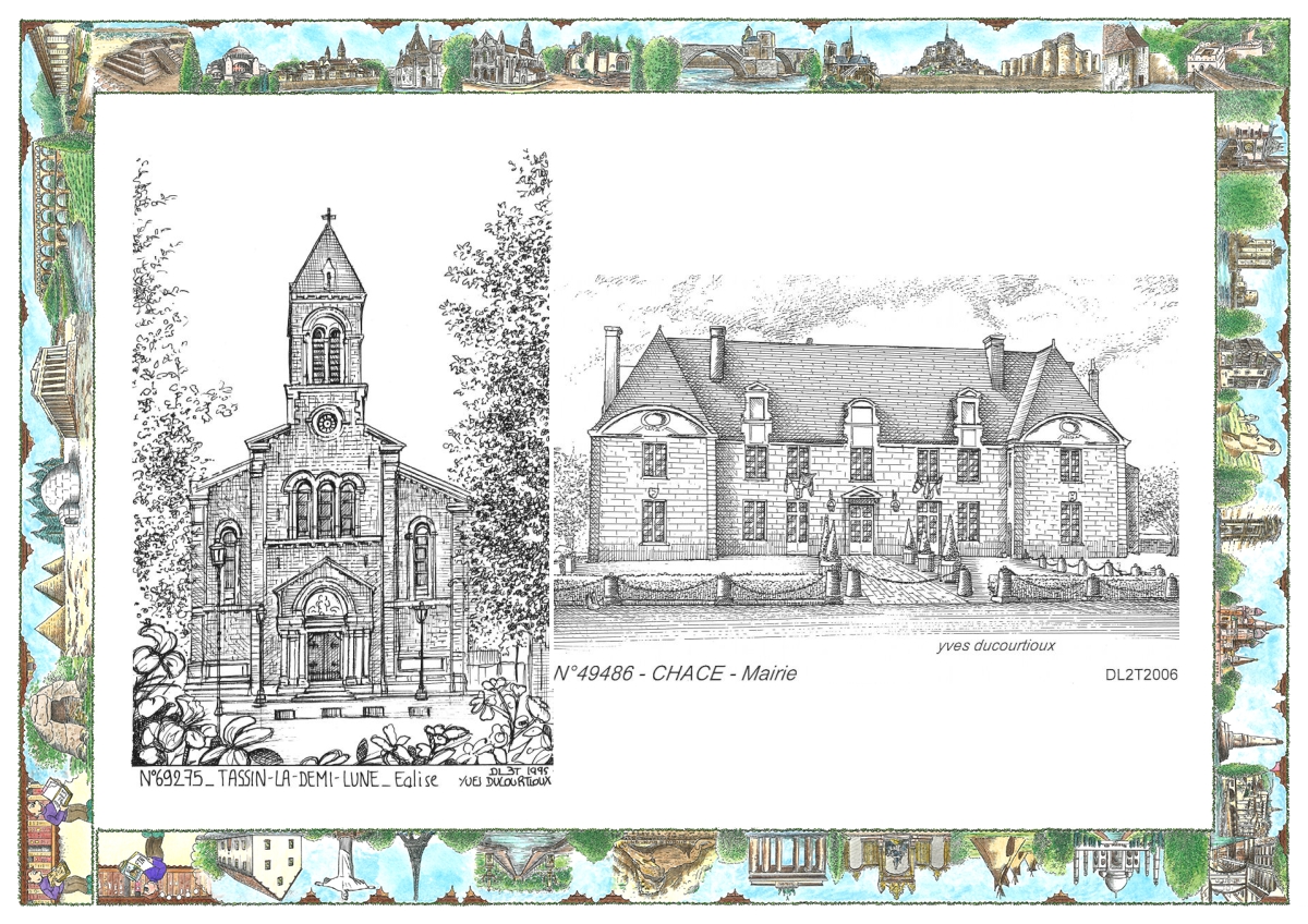 MONOCARTE N 49486-69275 - CHACE - mairie / TASSIN LA DEMI LUNE - église