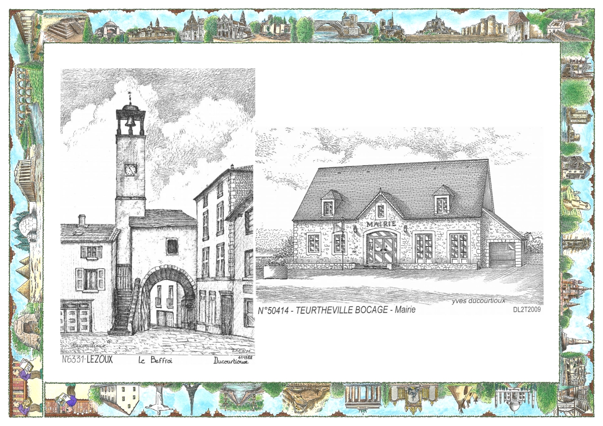 MONOCARTE N 50414-63031 - TEURTHEVILLE BOCAGE - mairie / LEZOUX - beffroi