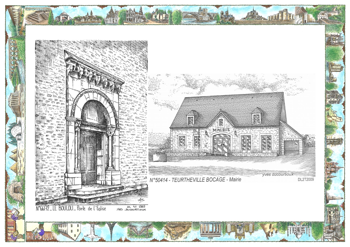 MONOCARTE N 50414-66172 - TEURTHEVILLE BOCAGE - mairie / LE BOULOU - porte de l église