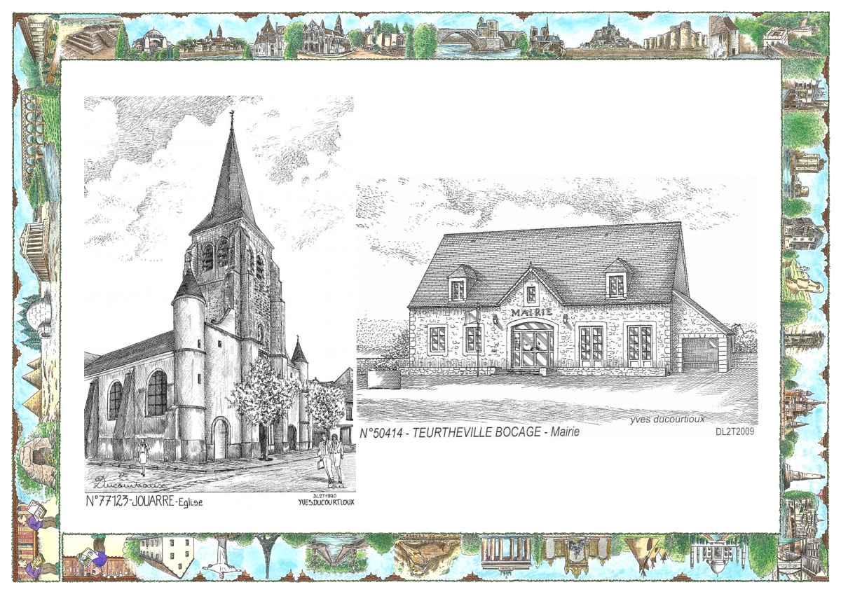 MONOCARTE N 50414-77123 - TEURTHEVILLE BOCAGE - mairie / JOUARRE - église