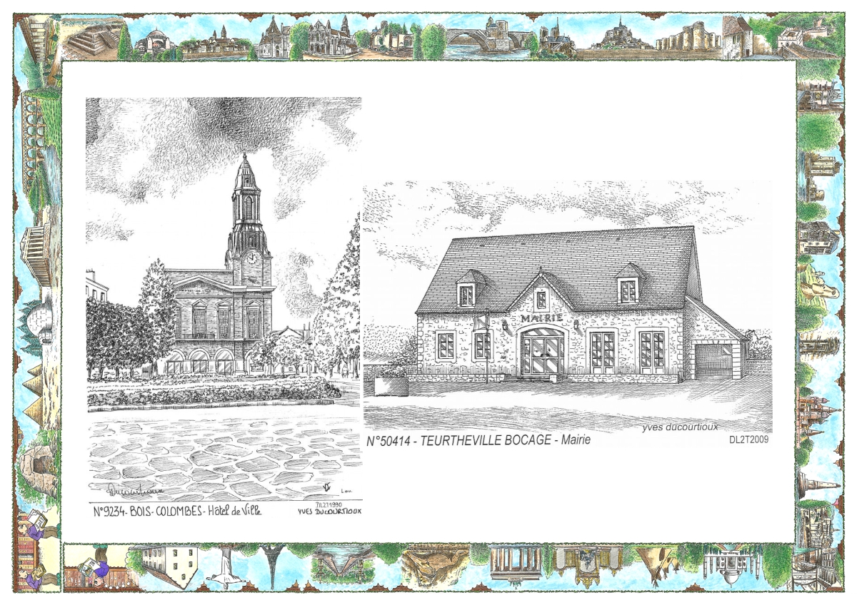 MONOCARTE N 50414-92034 - TEURTHEVILLE BOCAGE - mairie / BOIS COLOMBES - hôtel de ville