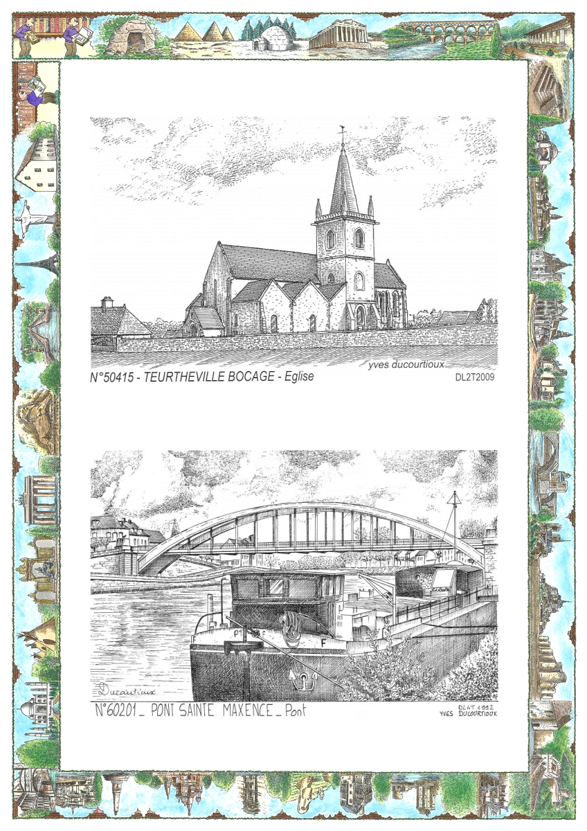 MONOCARTE N 50415-60201 - TEURTHEVILLE BOCAGE - église / PONT STE MAXENCE - pont