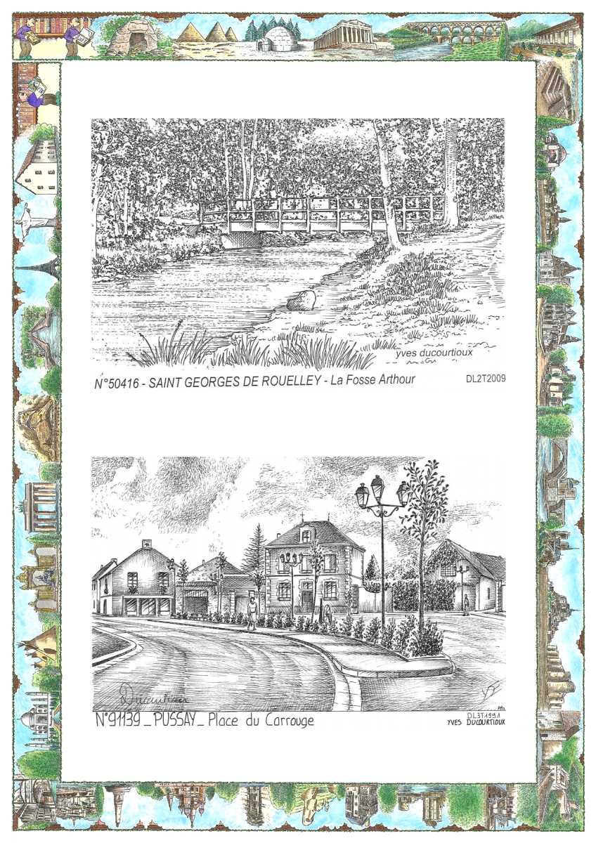 MONOCARTE N 50416-91139 - ST GEORGES DE ROUELLEY - la fosse arthour / PUSSAY - place du carrouge