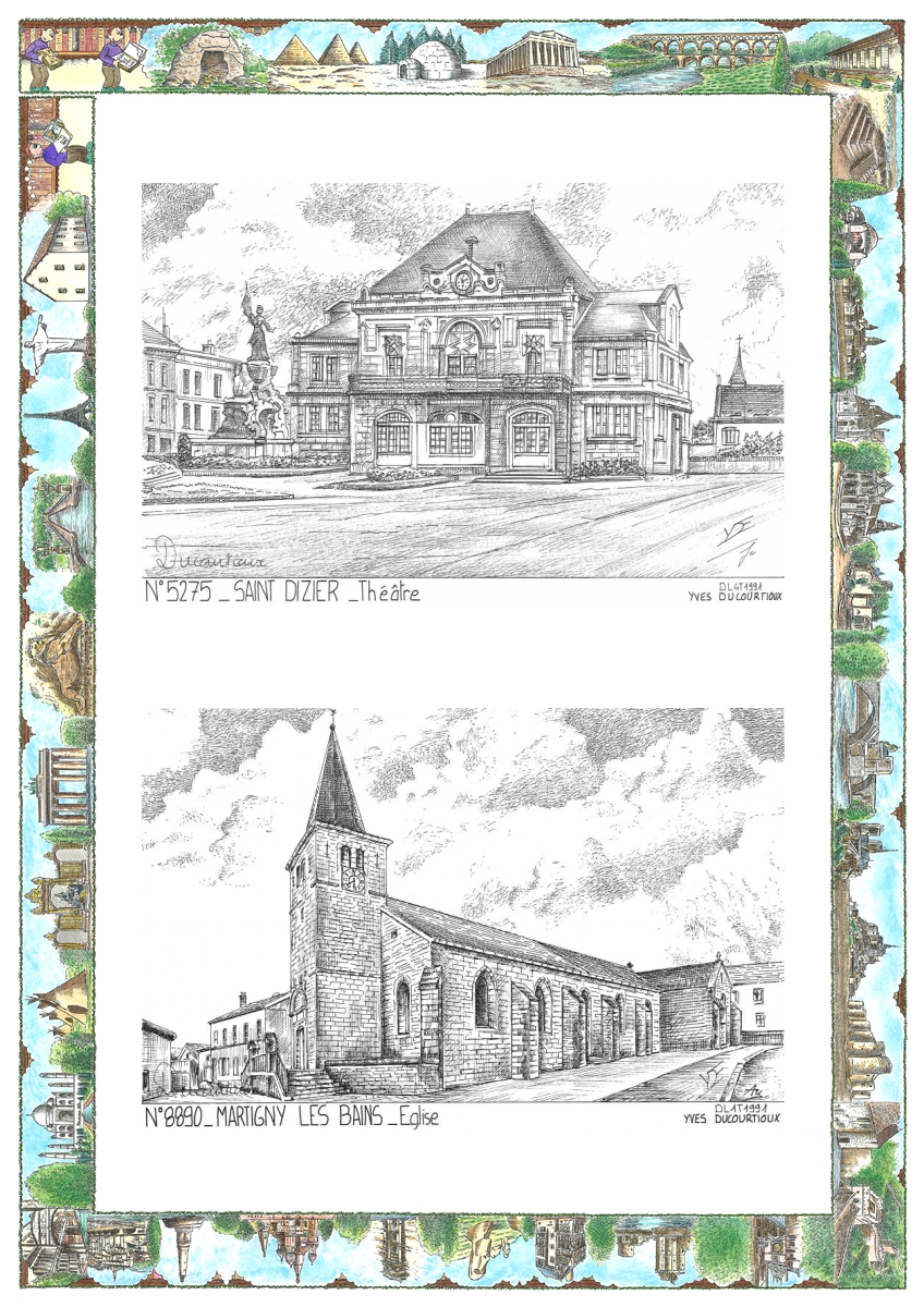 MONOCARTE N 52075-88090 - ST DIZIER - théâtre / MARTIGNY LES BAINS - église