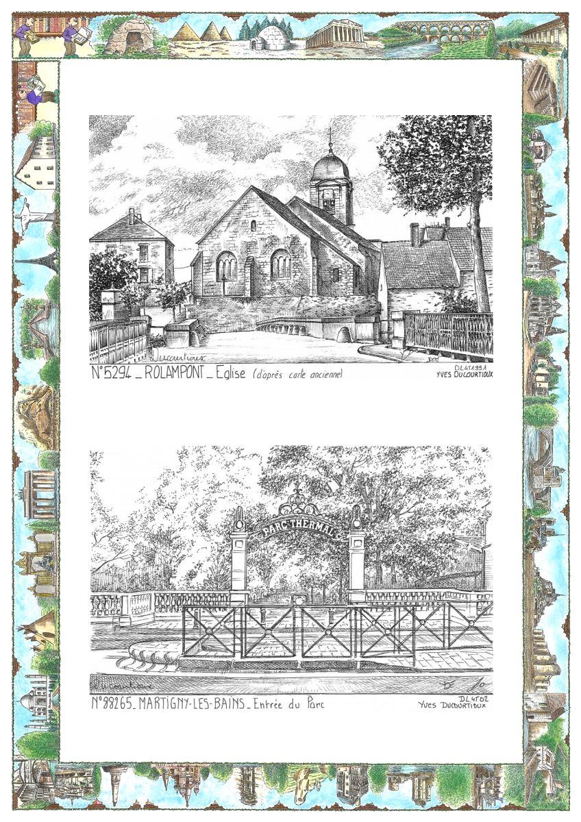 MONOCARTE N 52094-88265 - ROLAMPONT - église (d après ca) / MARTIGNY LES BAINS - entrée du parc