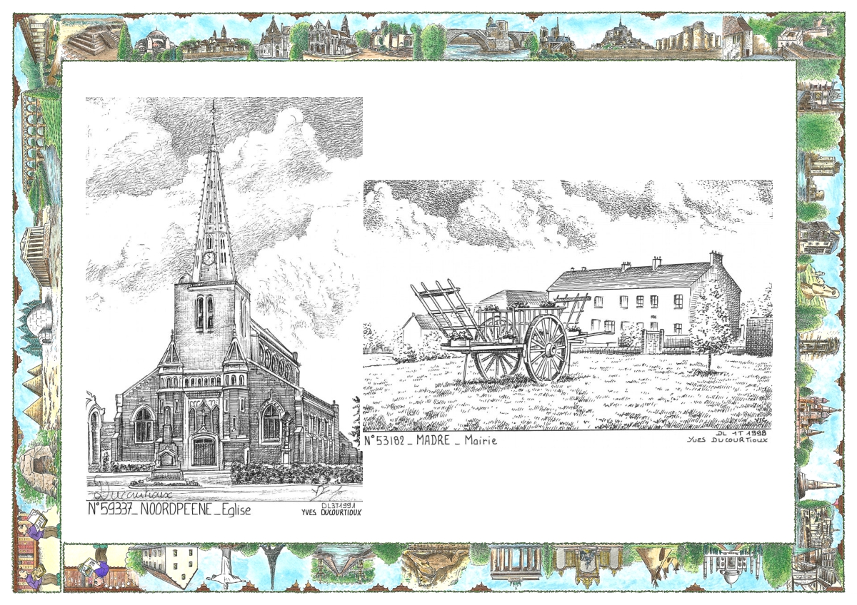 MONOCARTE N 53182-59337 - MADRE - mairie / NOORDPEENE - église