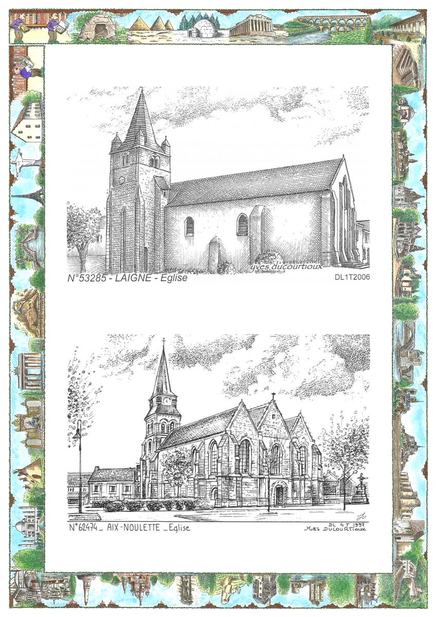 MONOCARTE N 53285-62474 - LAIGNE - église / AIX NOULETTE - église
